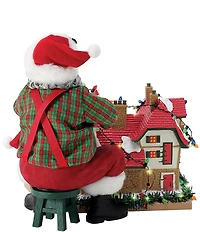 Possible Dreams Christmas Traditions Battery-Operated African American Santa House Lights Figurine Set