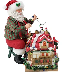 Possible Dreams Christmas Traditions Battery-Operated Santa House Lights Figurine Set