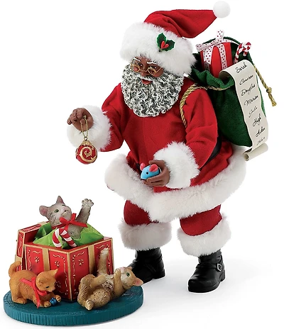 Possible Dreams Whiskering You A Merry Christmas African American Santa Figurine