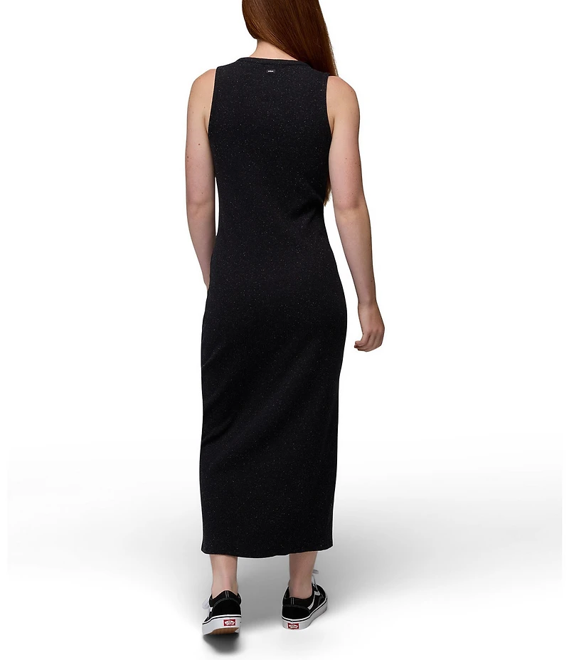 prAna Cambria Cove Ribbed Organic Cotton Crew Neck Button Front Maxi Dress