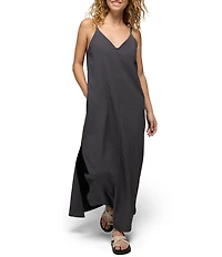 prAna Coastal Sol Texture Seersucker V-Neck Spaghetti Straps Maxi Dress