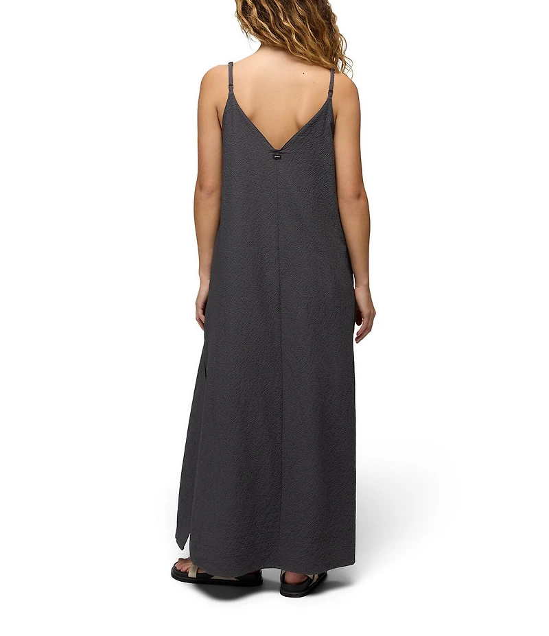 prAna Coastal Sol Texture Seersucker V-Neck Spaghetti Straps Maxi Dress