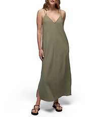 prAna Coastal Sol Texture Seersucker V-Neck Spaghetti Straps Maxi Dress