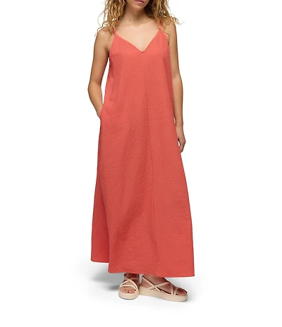 prAna Coastal Sol Texture Seersucker V-Neck Spaghetti Straps Maxi Dress