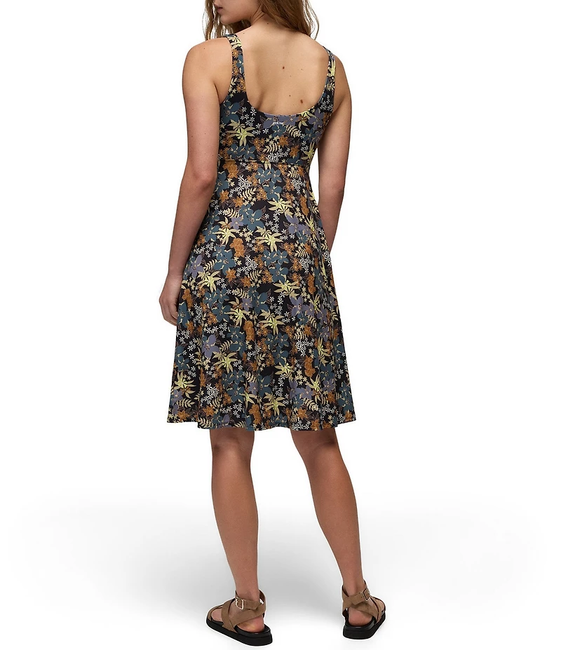 prAna Corrinne Black Summer Nights Printed Soft Stretch Scoop Neck Sleeveless Dress