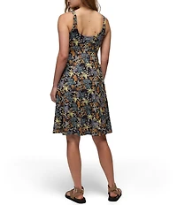 prAna Corrinne Black Summer Nights Printed Soft Stretch Scoop Neck Sleeveless Dress