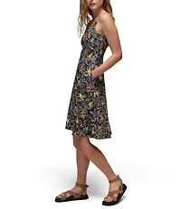 prAna Corrinne Black Summer Nights Printed Soft Stretch Scoop Neck Sleeveless Dress