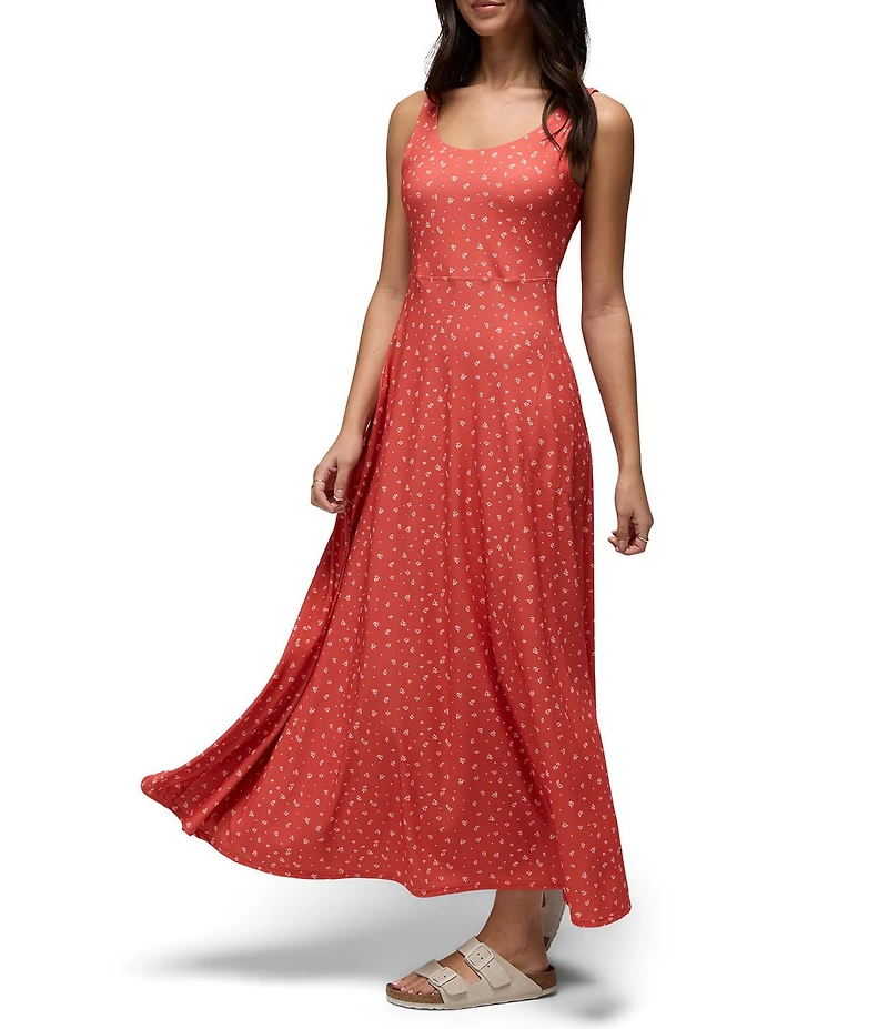 prAna Corrinne Soft Stretch Printed Scoop Neck Sleeveless Maxi Dress