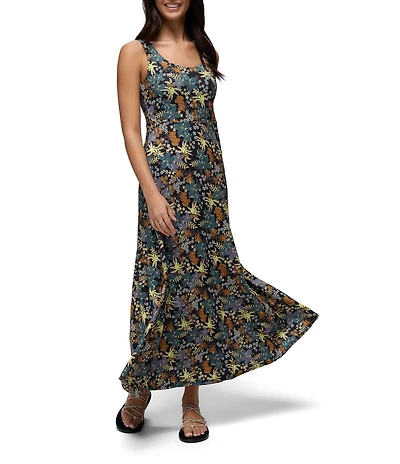 prAna Corrinne Soft Stretch Printed Scoop Neck Sleeveless Maxi Dress