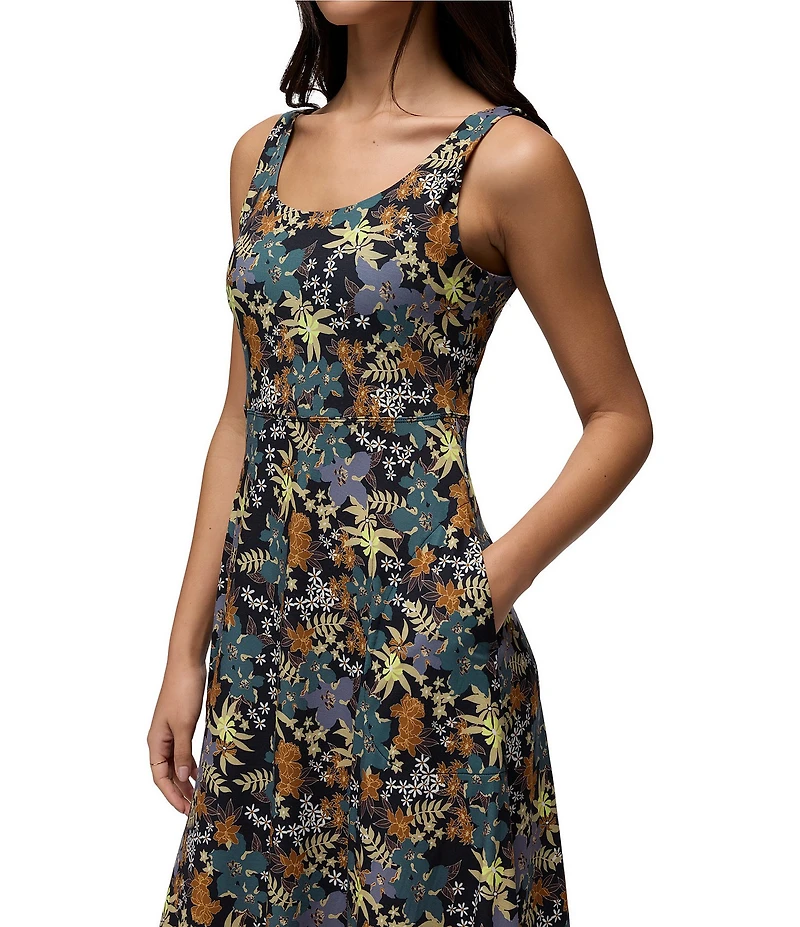prAna Corrinne Soft Stretch Printed Scoop Neck Sleeveless Maxi Dress