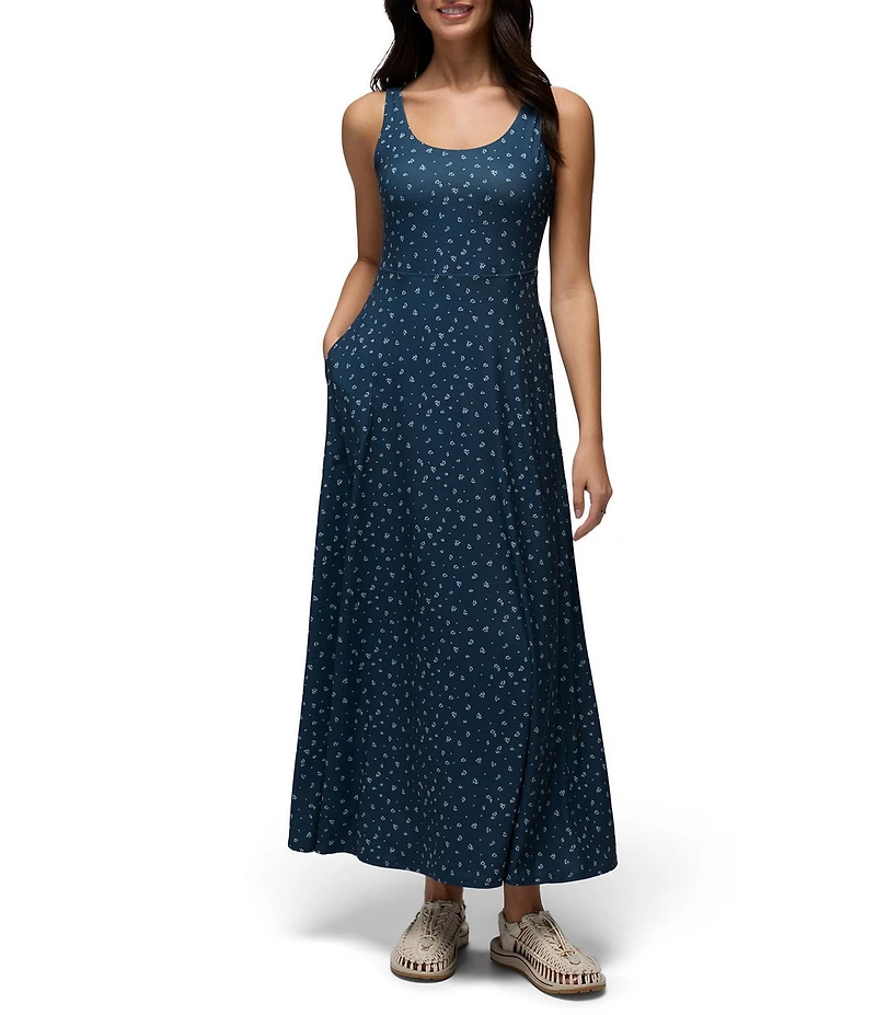 prAna Corrinne Soft Stretch Printed Scoop Neck Sleeveless Maxi Dress