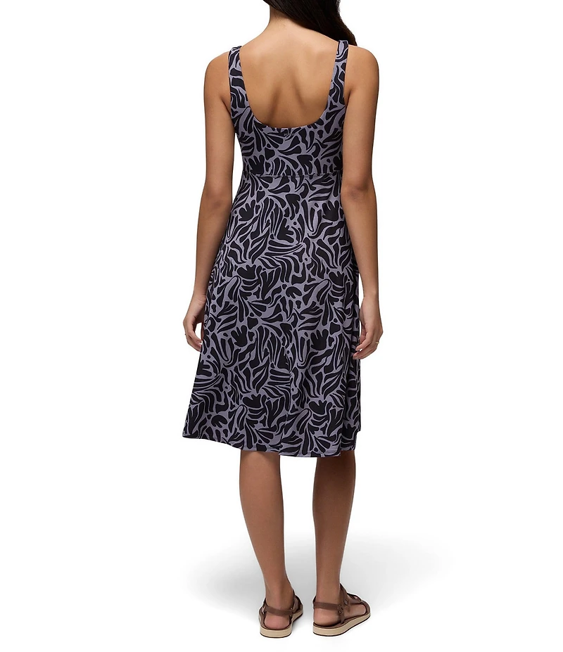 prAna Corrinne Taro Seaweed Printed Soft Stretch Scoop Neck Sleeveless Dress