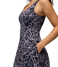 prAna Corrinne Taro Seaweed Printed Soft Stretch Scoop Neck Sleeveless Dress