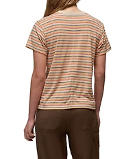 prAna Cozy Up Jersey Knit Stripe Print Crew Neck Short Sleeve Tee