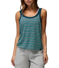 prAna Cozy Up Jersey Knit Stripe Print Scoop Neck Sleeveless Tank