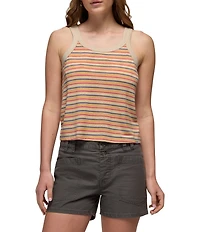 prAna Cozy Up Jersey Knit Stripe Print Scoop Neck Sleeveless Tank