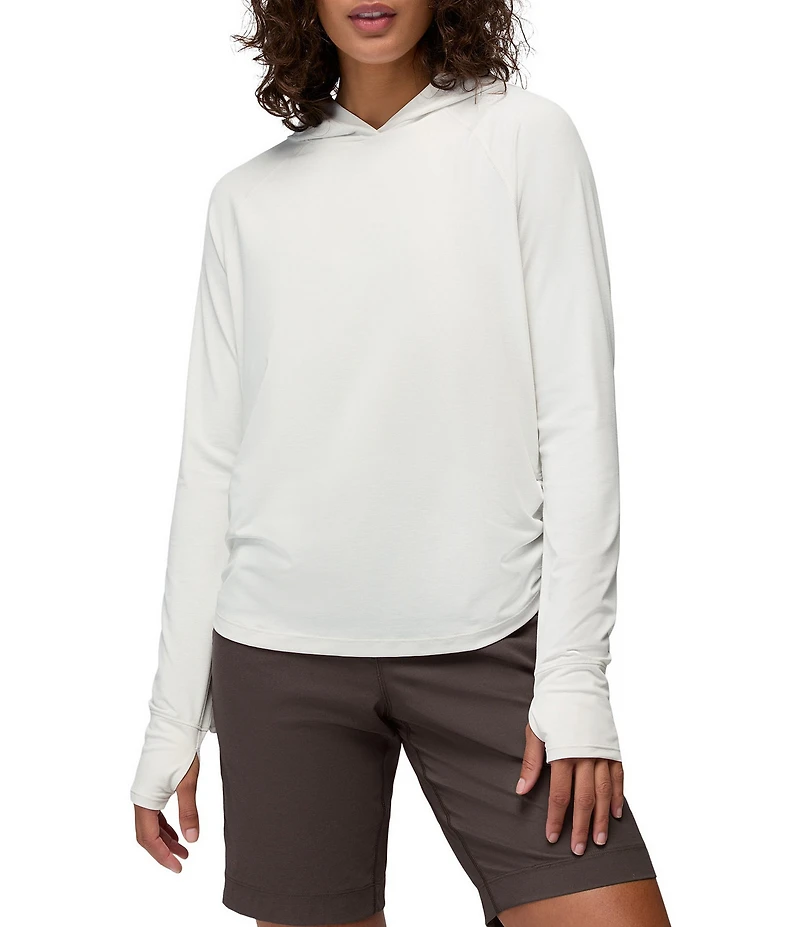 prAna Eileen Jersey Mesh Cinch Side Hoodie Pullover Top