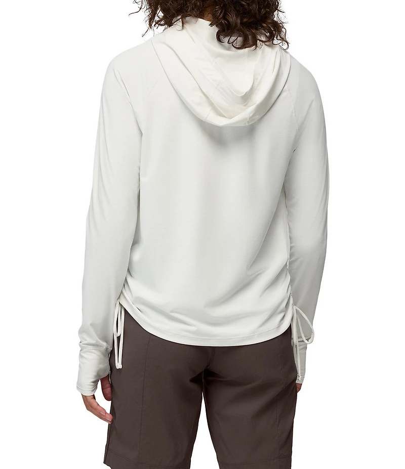 prAna Eileen Jersey Mesh Cinch Side Hoodie Pullover Top