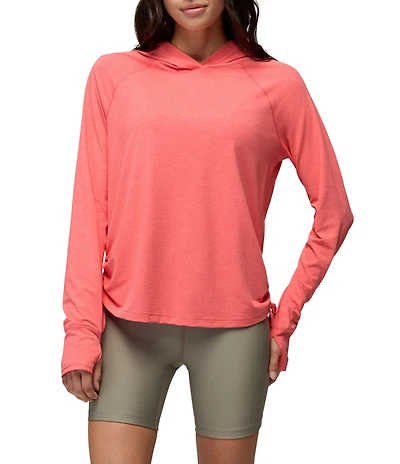 prAna Eileen Jersey Mesh Cinch Side Hoodie Pullover Top