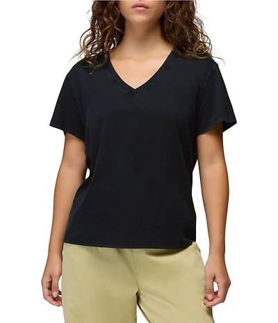 prAna Everyday Organic Cotton Jersey Vintage Wash V-Neck Short Sleeve Tee