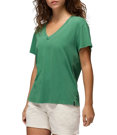 prAna Everyday Organic Cotton Jersey Vintage Wash V-Neck Short Sleeve Tee