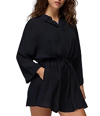 prAna Fernie Point Collar Button Front Shirt Dress Swim Cover-Up