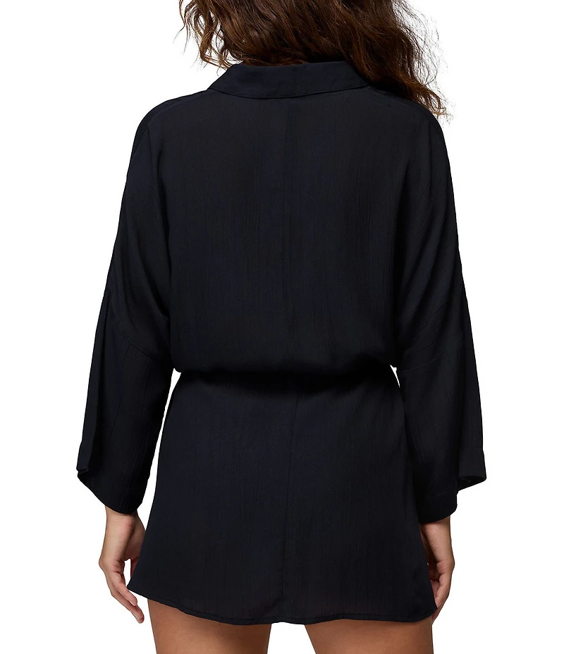 prAna Fernie Point Collar Button Front Shirt Dress Swim Cover-Up