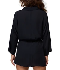 prAna Fernie Point Collar Button Front Shirt Dress Swim Cover-Up