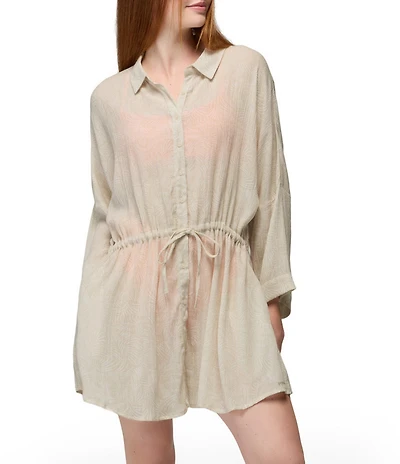 prAna Fernie Point Collar Button Front Shirt Dress Swim Cover-Up