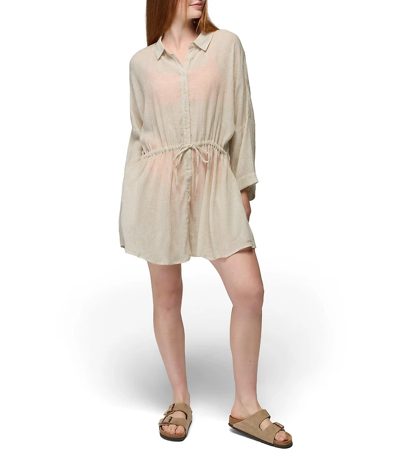 prAna Fernie Point Collar Button Front Shirt Dress Swim Cover-Up