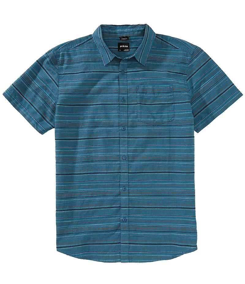 prAna Groveland Short Sleeve Horizontal Stripe Woven Shirt