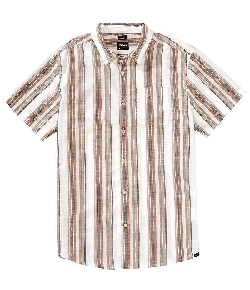 prAna Groveland Short Sleeve Vertical Stripe Woven Shirt