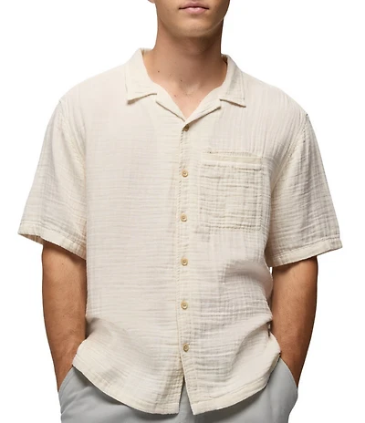 prAna Hideaways Organic Cotton Short Sleeve Woven Camp Shirt