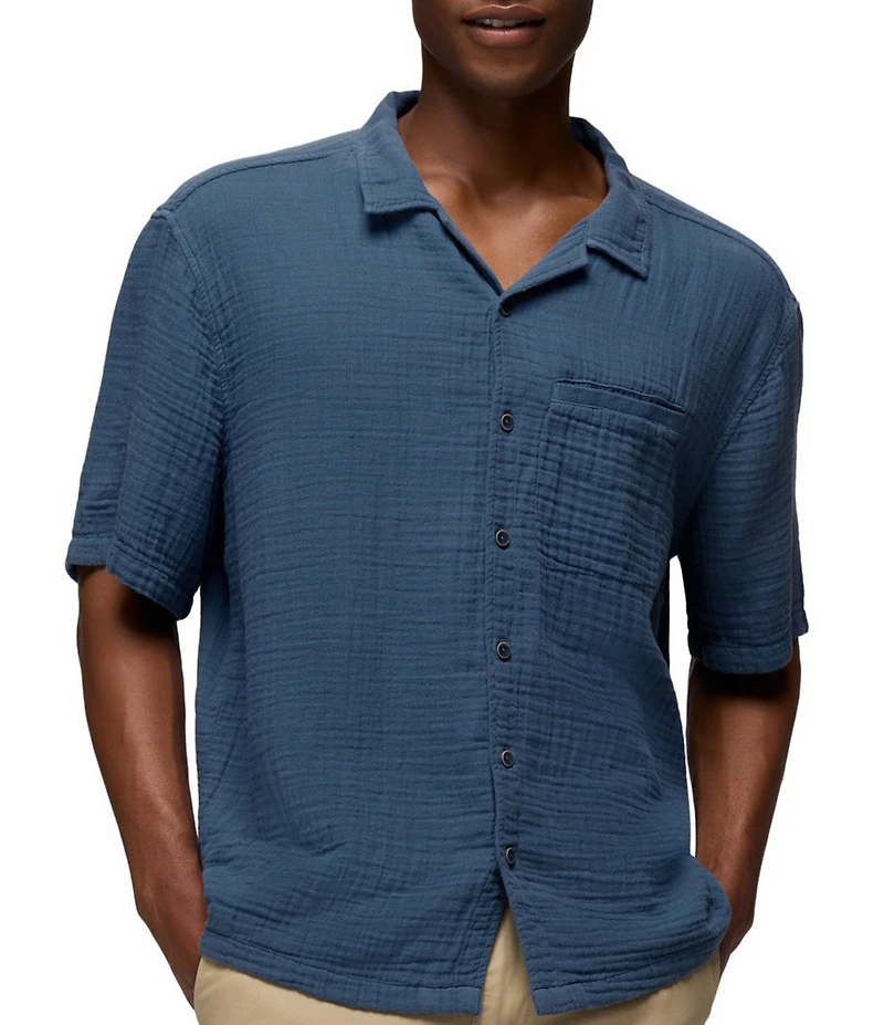 prAna Hideaways Organic Cotton Short Sleeve Woven Camp Shirt