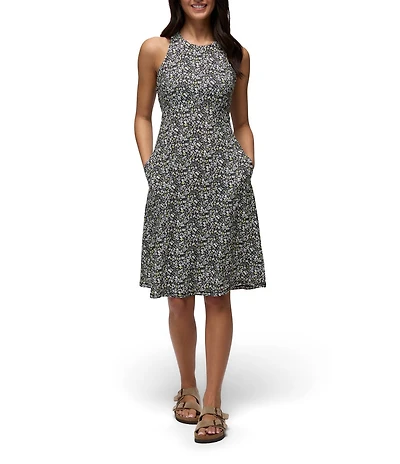 prAna Jewel Lake Soft Stretch Printed Scoop Neck Twisted Back Dress