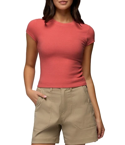 prAna Lotus Soft Stretch Banded Crew Neck Short Sleeve Fitted Tee