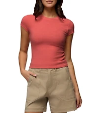 prAna Lotus Soft Stretch Banded Crew Neck Short Sleeve Fitted Tee