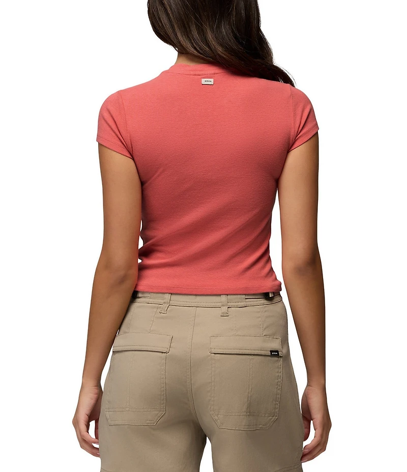 prAna Lotus Soft Stretch Banded Crew Neck Short Sleeve Fitted Tee