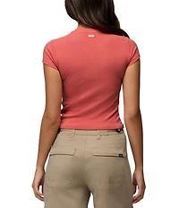 prAna Lotus Soft Stretch Banded Crew Neck Short Sleeve Fitted Tee