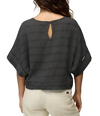 prAna Ocean Hills Seersucker Stripe Mesh Dolman Sleeves Top