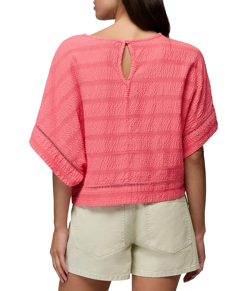 prAna Ocean Hills Seersucker Stripe Mesh Dolman Sleeves Top
