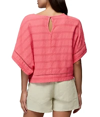 prAna Ocean Hills Seersucker Stripe Mesh Dolman Sleeves Top