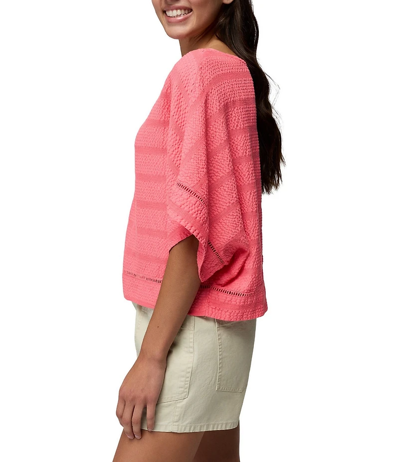 prAna Ocean Hills Seersucker Stripe Mesh Dolman Sleeves Top