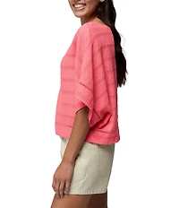 prAna Ocean Hills Seersucker Stripe Mesh Dolman Sleeves Top