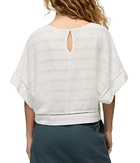 prAna Ocean Hills Seersucker Stripe Mesh Dolman Sleeves Top
