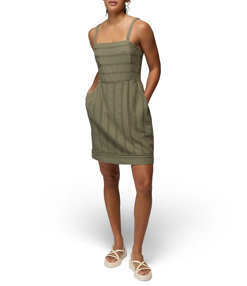 prAna Ocean Hills Seersucker Stripe Mesh Square Neck Dress