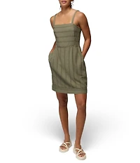 prAna Ocean Hills Seersucker Stripe Mesh Square Neck Dress