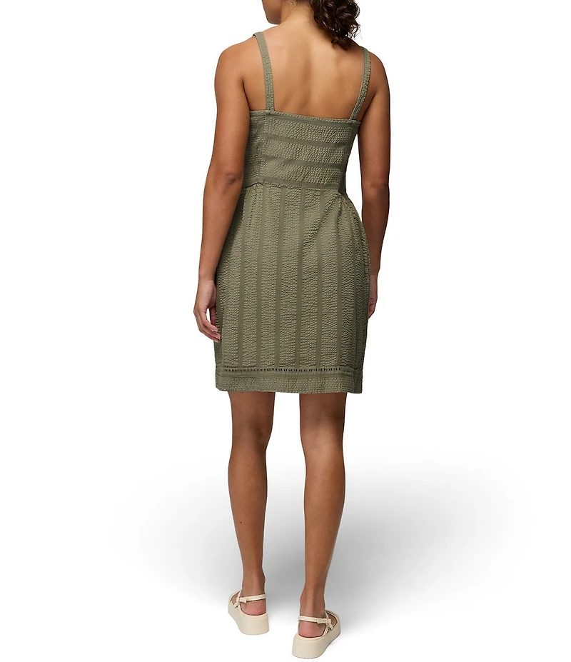 prAna Ocean Hills Seersucker Stripe Mesh Square Neck Dress