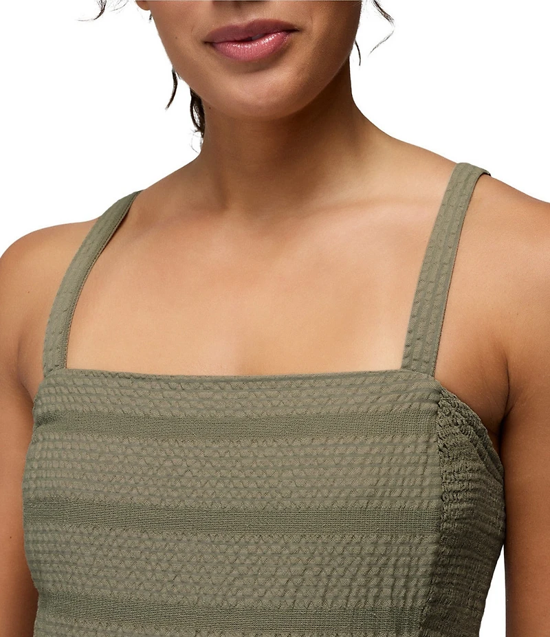prAna Ocean Hills Seersucker Stripe Mesh Square Neck Dress