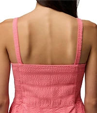 prAna Ocean Hills Seersucker Stripe Mesh Square Neck Dress